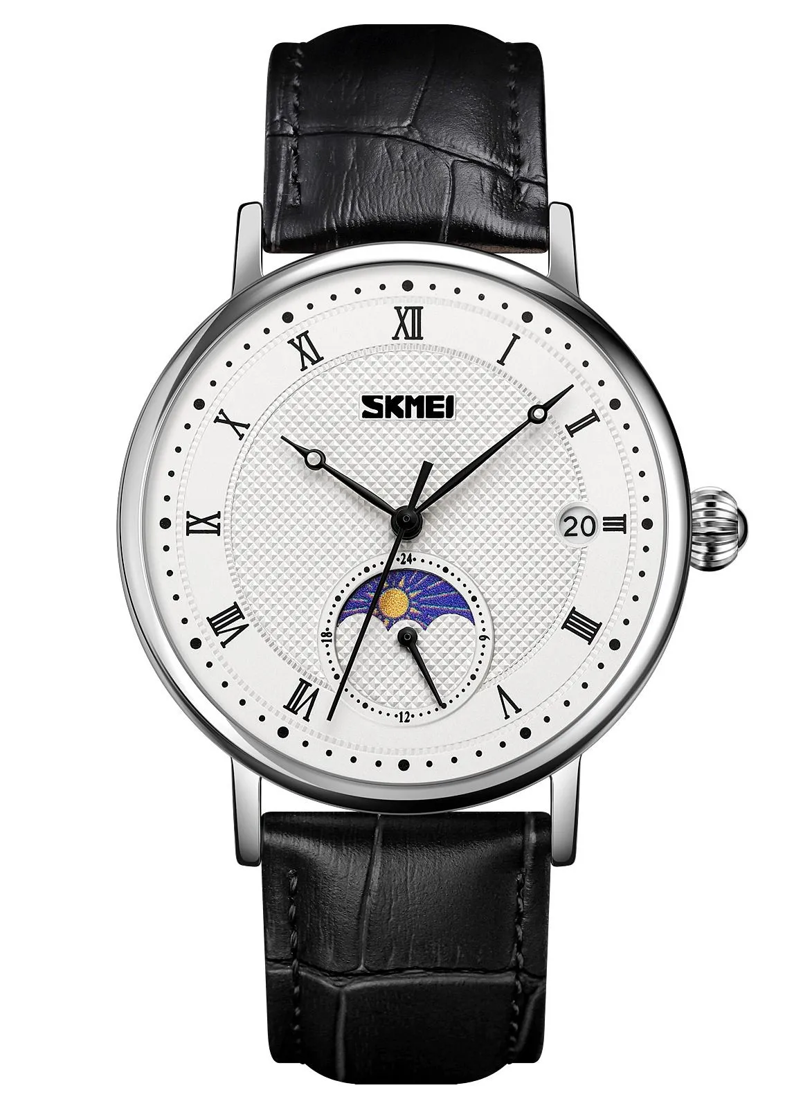 SKMEI Men's Waterproof Quartz Movement Watch With Date  White and Black