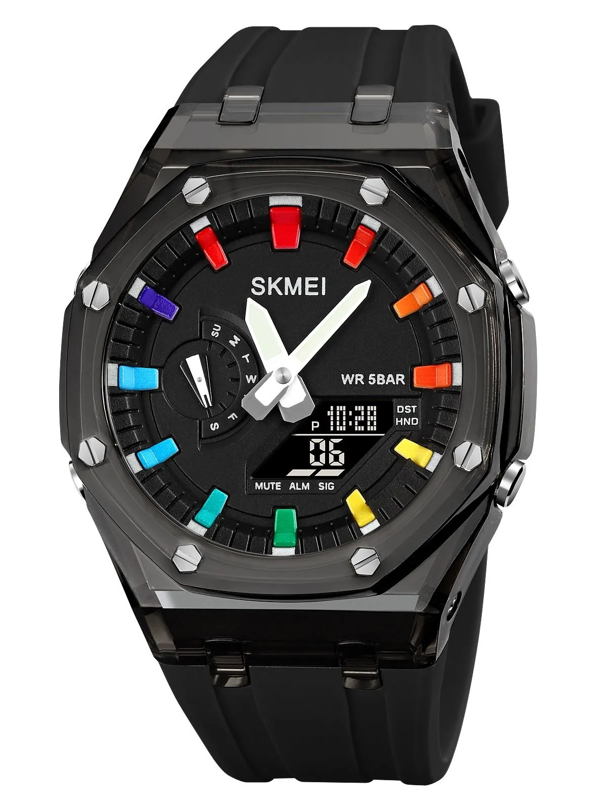 SKMEI Men's Waterproof Fashion Watch Silicone Watch Band - Black - 44.3mm - 2100BKBK