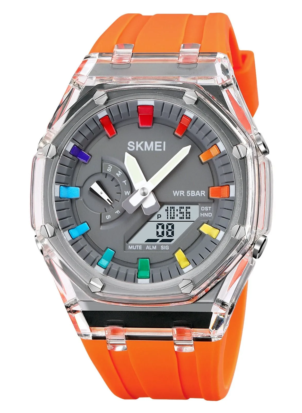 SKMEI Men's Waterproof Fashion Watch Silicone Watch Band - Orange - 44.3mm