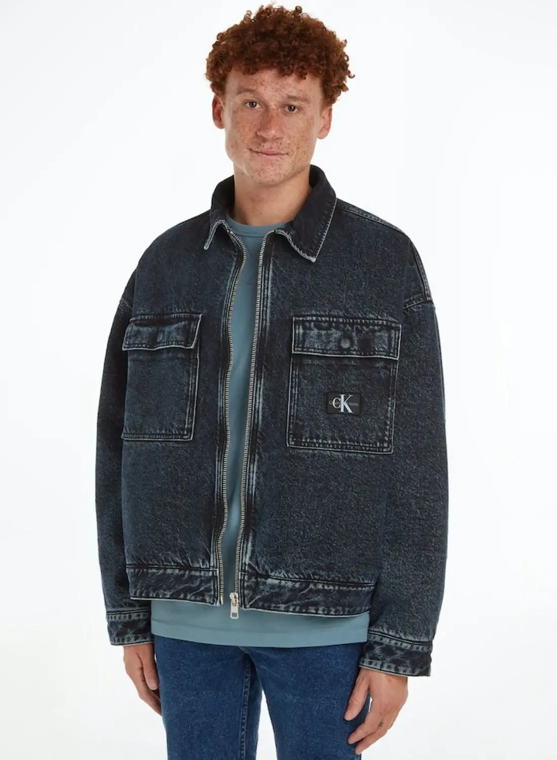 Calvin Klein Jeans Mid Wash Logo Denim Jacket