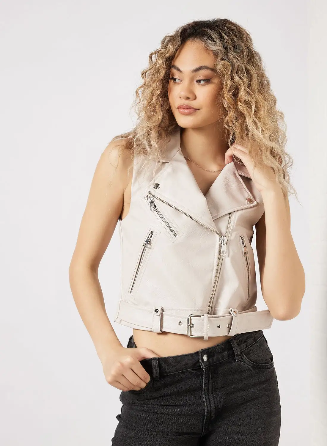 ONLY Faux Leather Sleeveless Jacket
