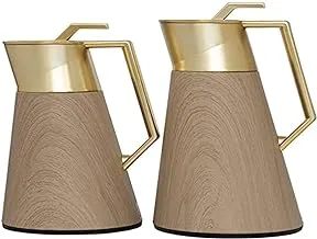 Alsaif Gallery Gilded Light Wooden Thermos Set 2 Pieces, 0.5 Liter