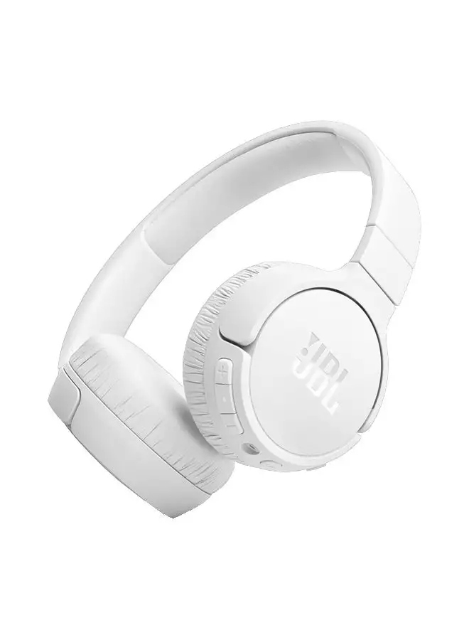 سماعات أذن JBL Tune 670 Adaptive Noice Canceling Wireless On Ear، صوت جهير نقي، بطارية 70 ساعة، بلوتوث 5.3 مع صوت Le Audio، مكالمات بدون استخدام اليدين، بالإضافة إلى اتصال متعدد النقاط باللون الأبيض