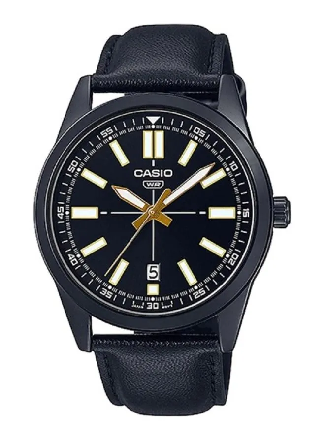 CASIO Casio Men Watch Analog Black Dial Leather Band MTP-VD02BL-1EUDF