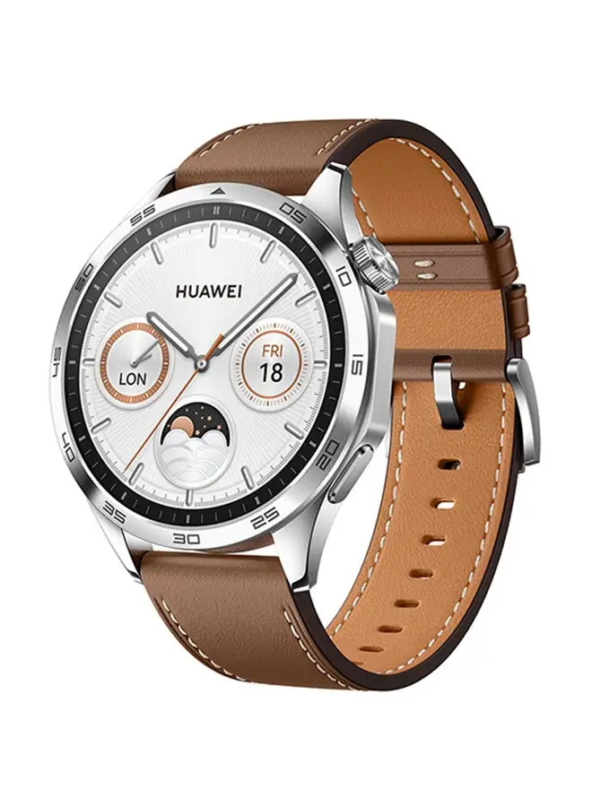 HUAWEI WATCH GT 4 46mm Smartwatch, 14 Days Battery Life, Science-based Calorie Management, Dual-Band Five-System GNSS Position, Pulse Wave Arrhythmia Analysis, Heart Rate Monitor, Android & iOS Brown