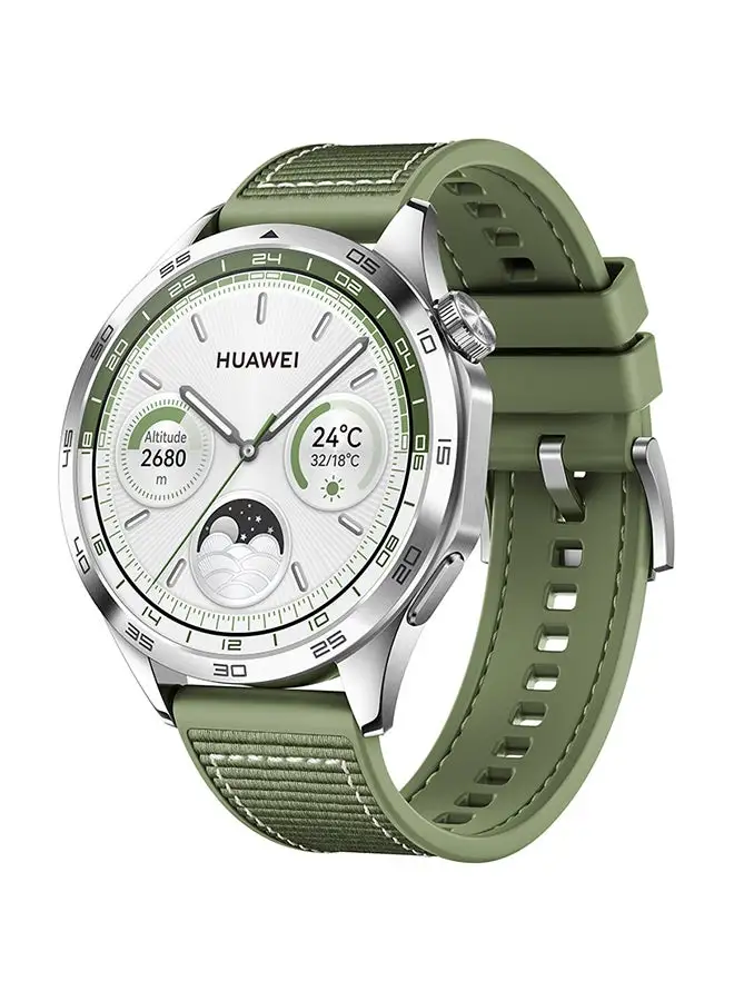 HUAWEI WATCH GT 4 46 mm Smartwatch, 14 Days Battery Life, Science-based Calorie Management, Dual-Band Five-System GNSS Position, Pulse Wave Arrhythmia Analysis, Heartrate Monitor, Android & iOS Green