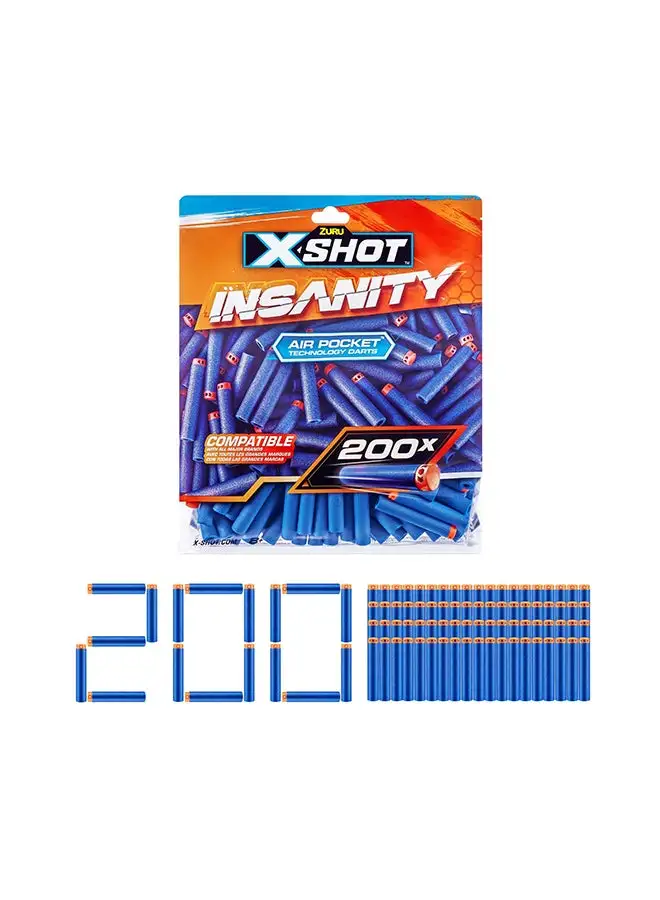 Zuru X-Shot Insanity 200Pk Refill Darts Foilbag