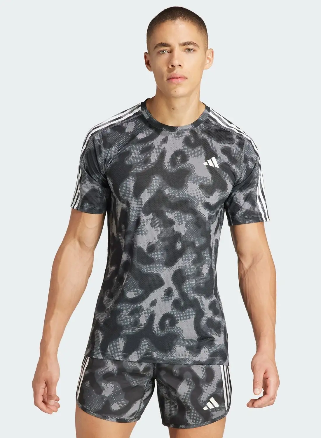 Adidas 3 Stripes Own The Run All Over Printed T-Shirt