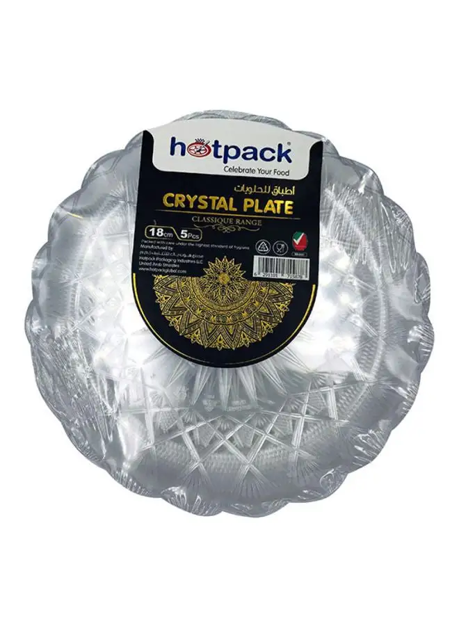 Hotpack 5-Pieces Crystal Plate Silver 5x18cm