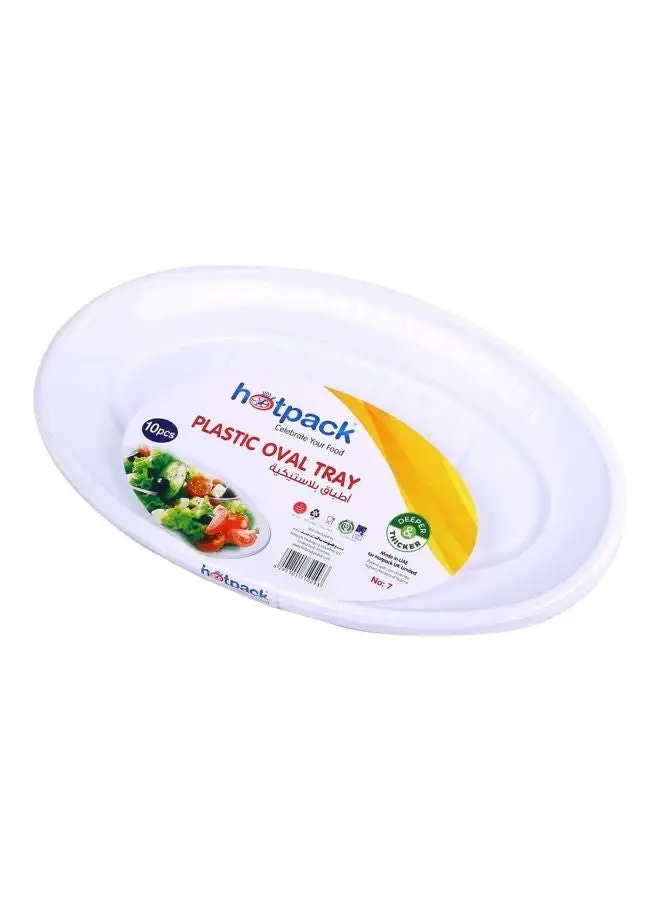 Hotpack 10-Piece Oval Plastic Serving Tray White 14inch
