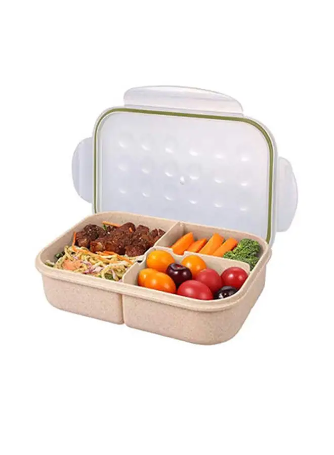 صندوق غداء بينتو من SAPU حاويات متينة مانعة للتسرب مع 3 مقصورات للأطفال أبيض / بيج 8.3x5.6x2.6 بوصة