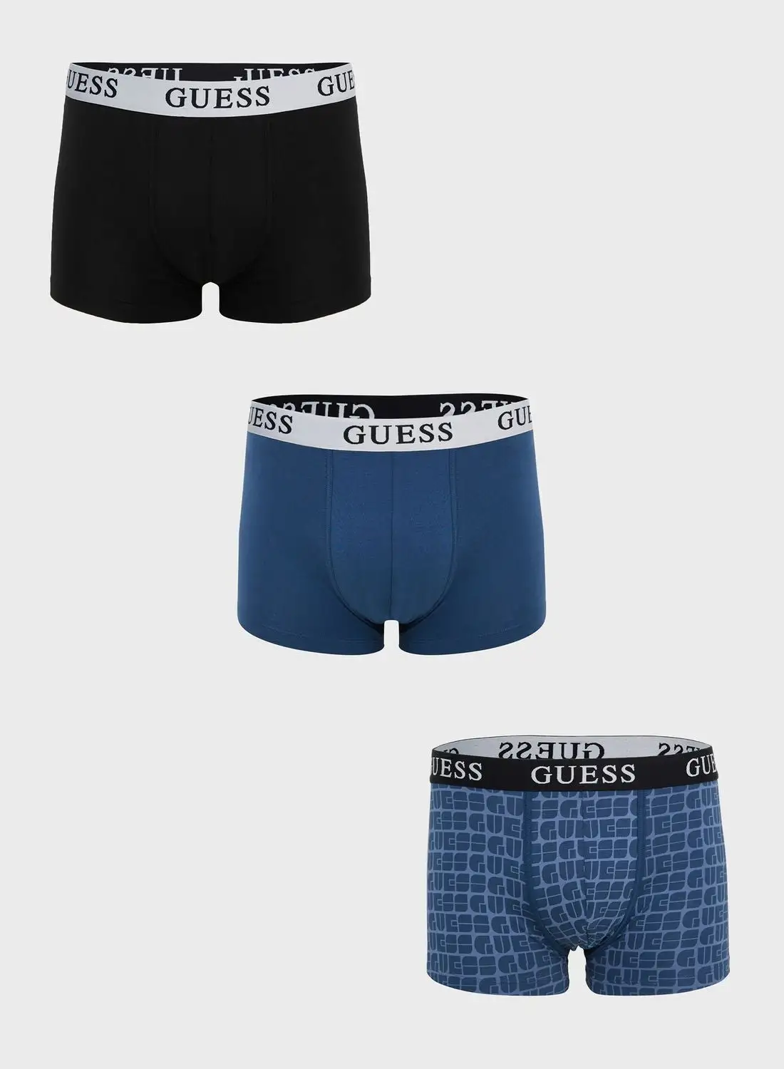 GUESS 3 Pack Logo Band Trunks