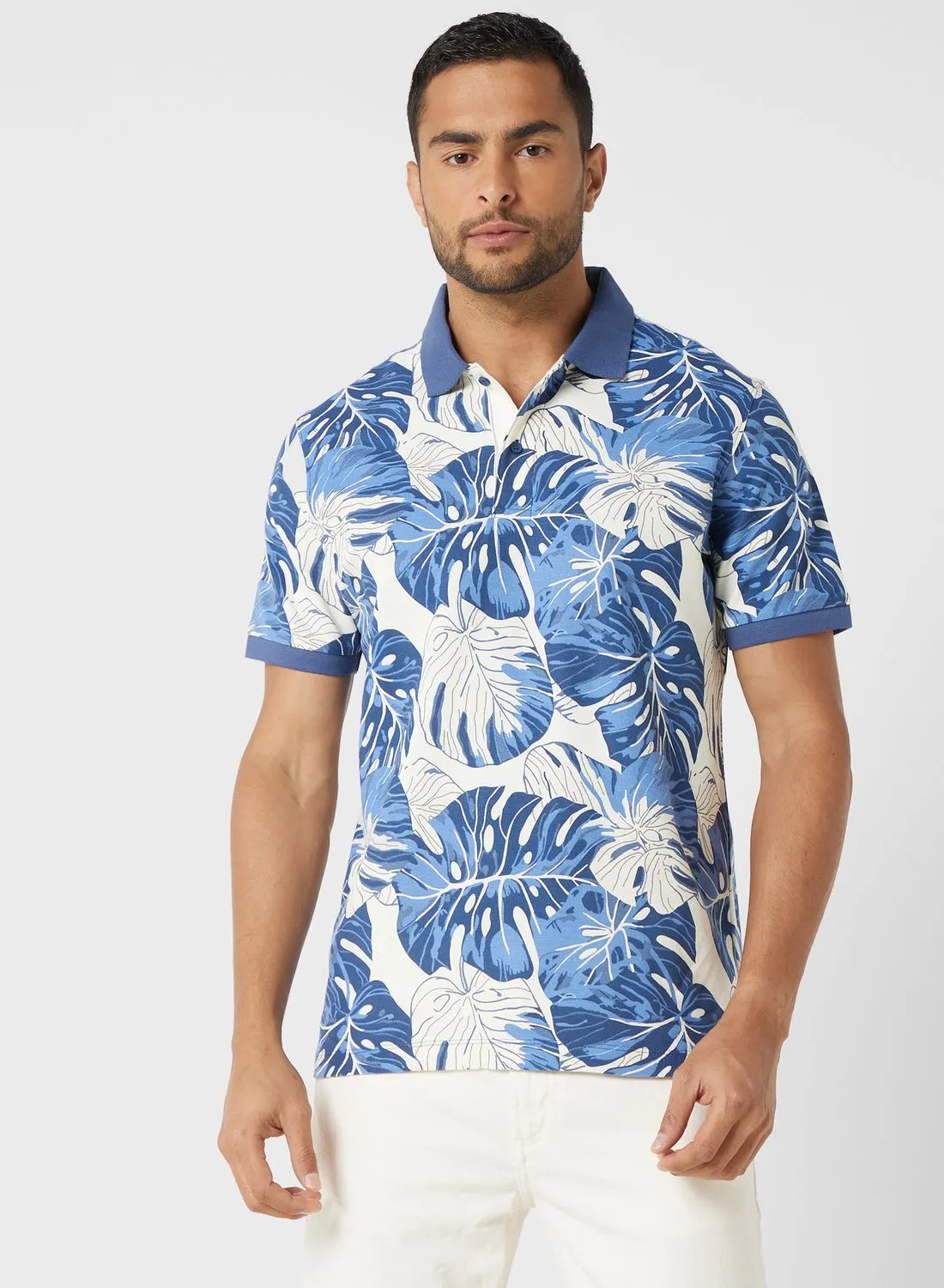Mango Man Tropical Printed Polo Shirt