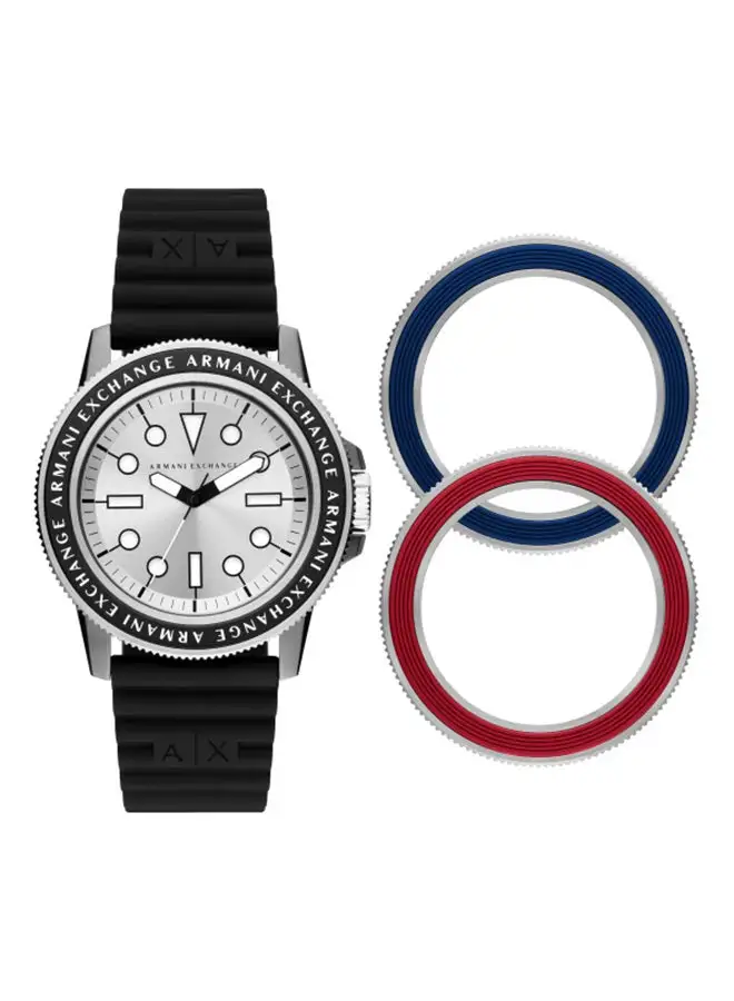 Armani Exchange Men Analog Round Shape Silicone Wrist Watch AX7136SET - 42 Mm