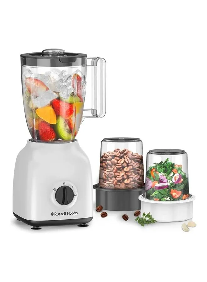 Russell Hobbs 3 In 1 Blender, Grinder And Multi Chopper Mill, 1.5L Smoothie Maker, Multifunction High-Speed Mixer Grinder For Coffee Beans, Spices And Nuts, 2 Speeds 400 W RHBBWM102 Multicolour