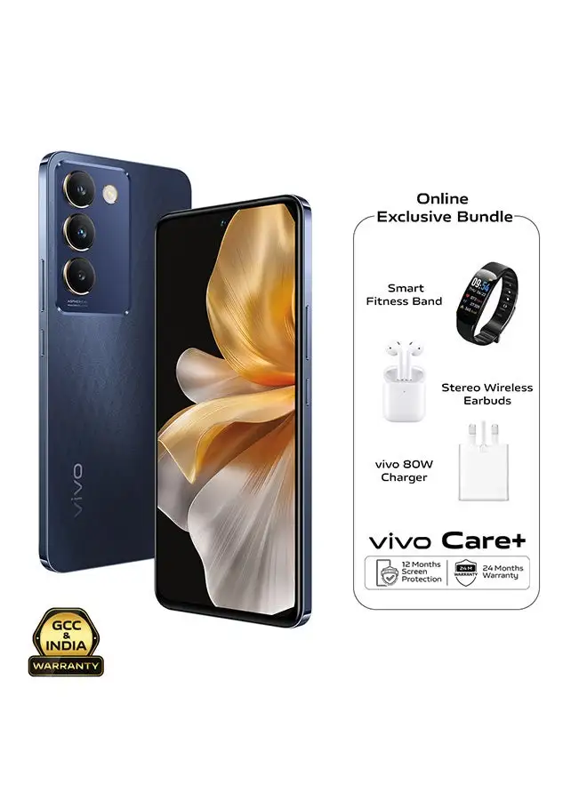 vivo V30 Lite 5G Dual SIM Crystal Black 12GB+12GB RAM 256GB - With Exclusive Gifts Earbuds, Smart Fitness Band, 80W Charger And 24 Months Warranty + 1 Year Screen Replacement