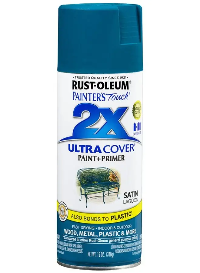 RUST-OLEUM Rust-Oleum 257461 Painter's Touch 2X Ultra Cover Spray Paint, 12 oz, Satin Lagoon