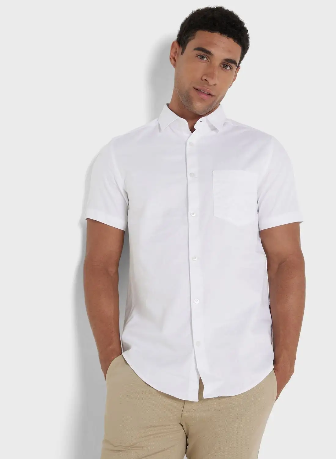 Seventy Five Solid Slim Fit Short Sleeve Casual Shirt