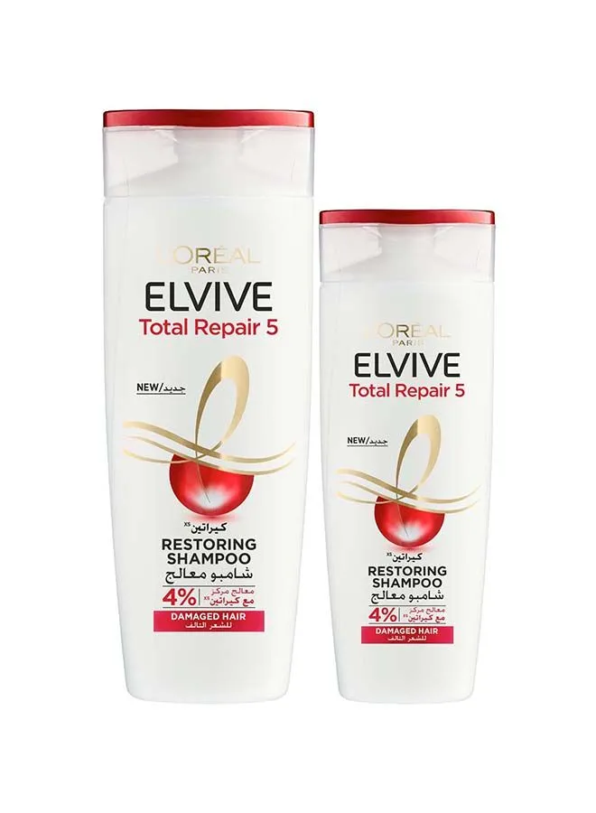 L'OREAL PARIS Elvive Total Repair 5 Shampoo 600ml + Shampoo 400ml For Normal to Dry Hair