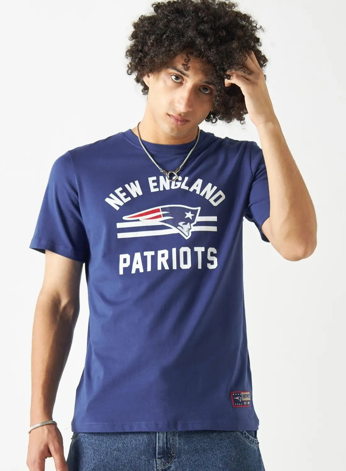 SP Characters New England Patriots Print Crew Neck T-Shirt