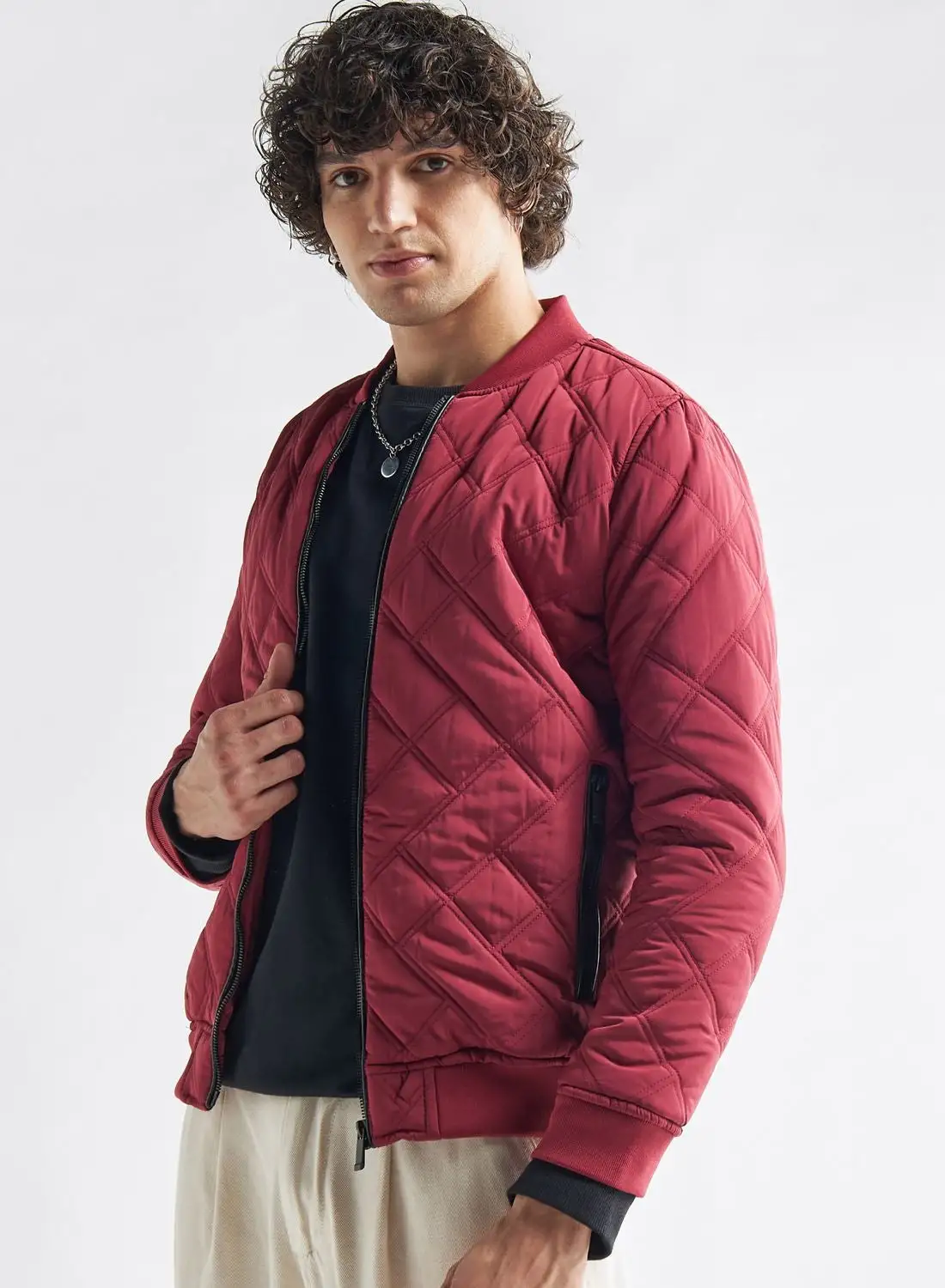 FAV Quilted Zip Through Bomber Jacket