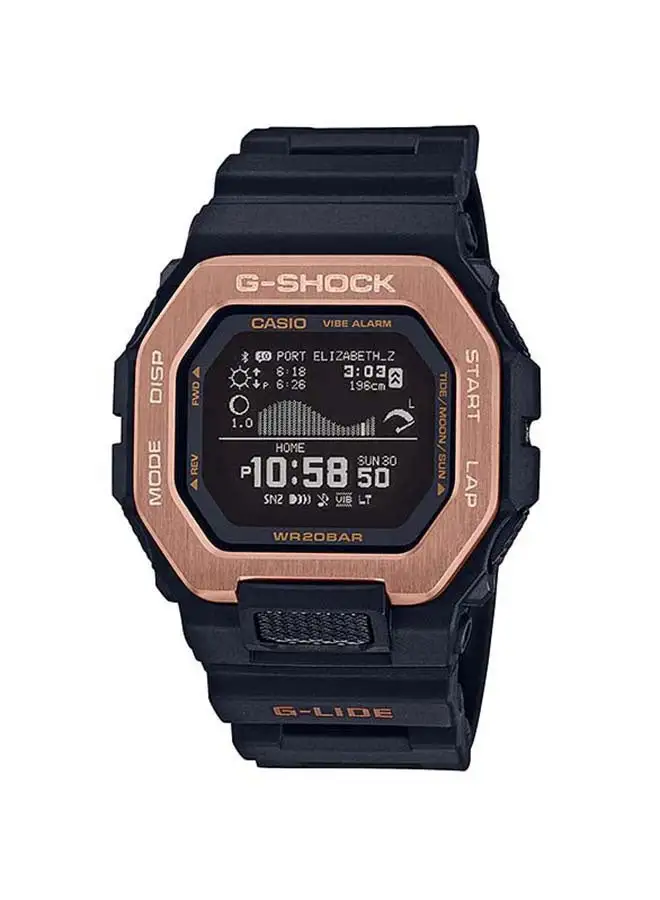 G-SHOCK Round Shape Resin Band Digital Wrist Watch 54 mm - Black - GBX-100NS-4DR