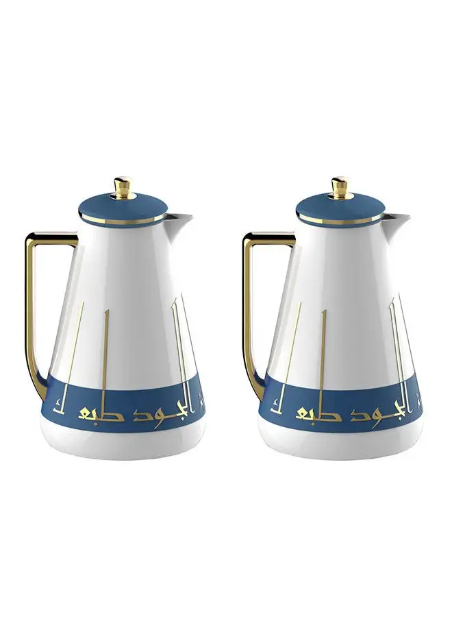 Alsaif 2-Piece Jood Coffee And Tea Vacuum Flask Set 1.0/1.0 Liter Dark Blue