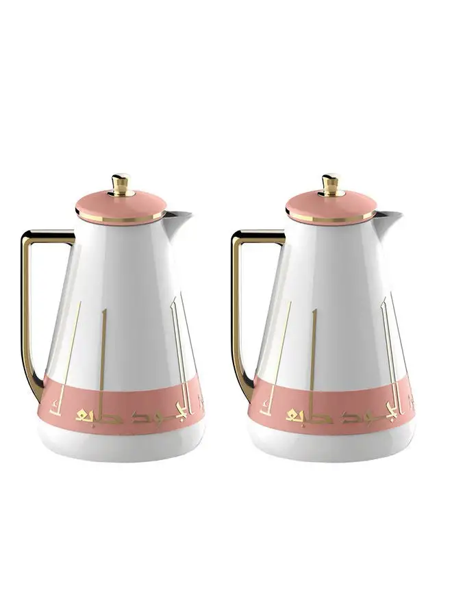 Alsaif 2-Piece Jood Coffee And Tea Vacuum Flask Set 1.0/1.0 Liter Pink