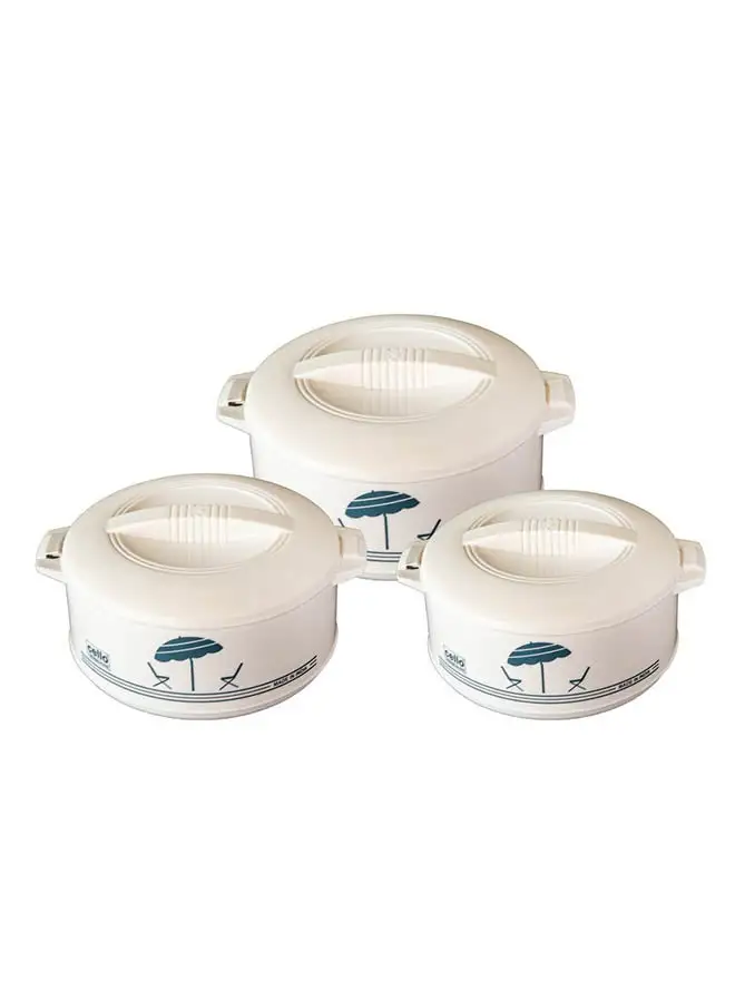 Cello Cello 3PCs Hotpot Casserole With Two Handles | Insulated Bowl Great Bowl for Holiday & Dinner | Keeps Food Hot & Fresh for Long Hours, 06-051, white