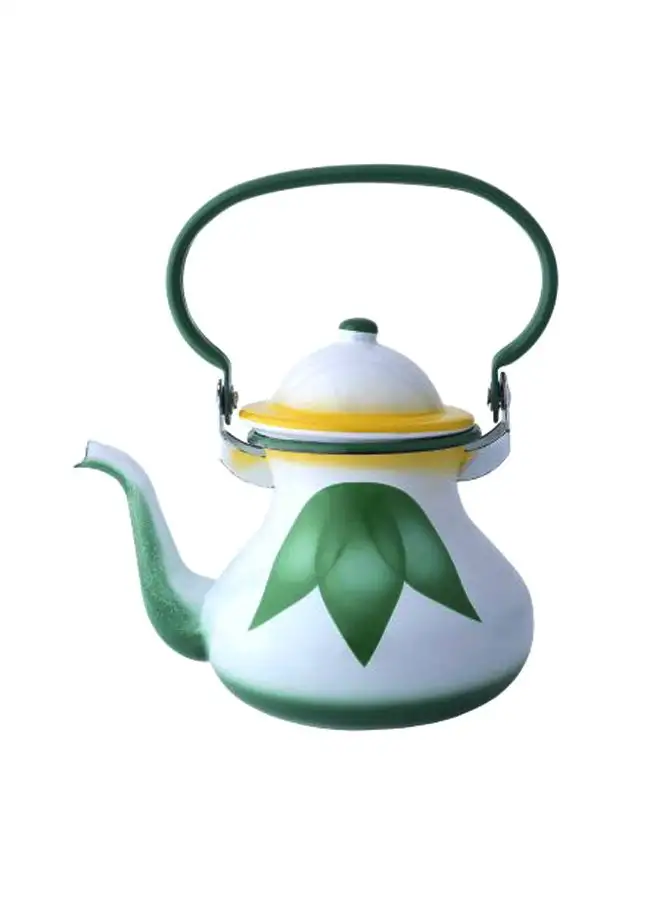 غلاية شاي مغربية بتصميم أوراق السيف أبيض/أخضر/أصفر