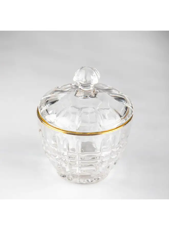 Soleter Soleter Sugar Pot With Gold Rim On Top With Lid Dustproof Crystal Glass Container 110Mm/Ф85-50Mm