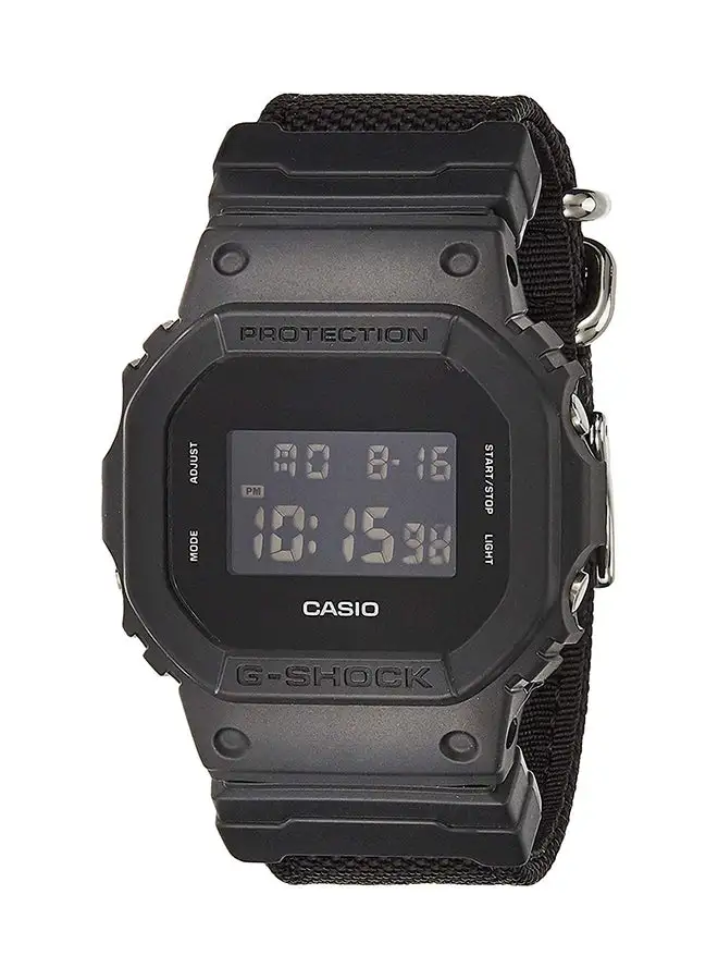 G-SHOCK ساعة يد رجالية رقمية مربعة الشكل من القماش - أسود - DW-5600BBN-1DR