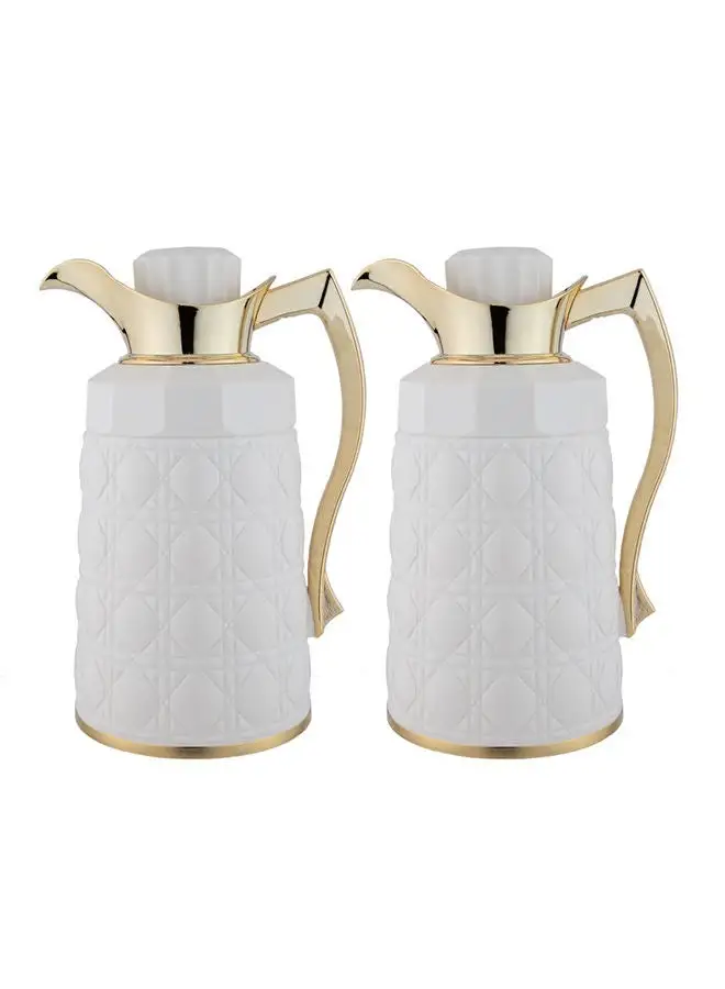 Alsaif Hazall Coffee And Tea Vacuum Flask 1 Liter Ivory/Gold