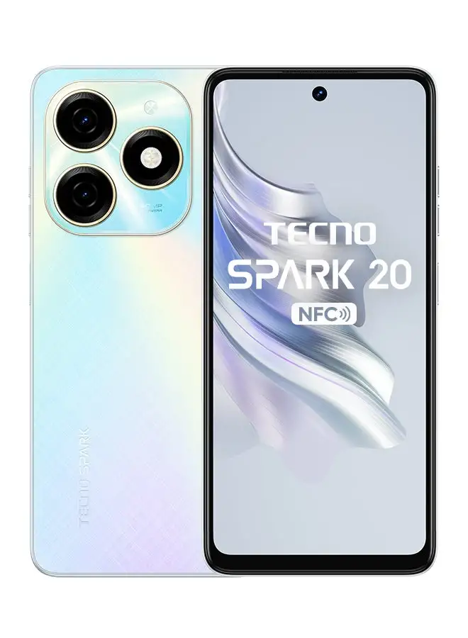 TECNO Spark 20 ثنائي الشريحة، سايبر وايت، 8 جيجابايت رام، 256 جيجابايت، 4G - إصدار الشرق الأوسط