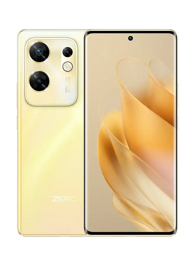 هاتف Infinix Zero 30 ثنائي الشريحة باللون الذهبي، وذاكرة وصول عشوائي (RAM) سعة 8+8 جيجابايت، وذاكرة داخلية 256 جيجابايت، يدعم تقنية 4G LTE - إصدار الشرق الأوسط