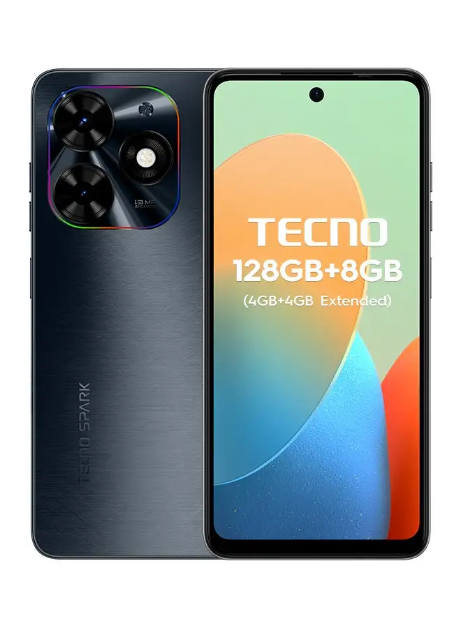 TECNO Spark Go 2024 ثنائي الشريحة، أسود جرافيتي، 4+4 جيجا بايت رام، 128 جيجا بايت، 4G - إصدار الشرق الأوسط