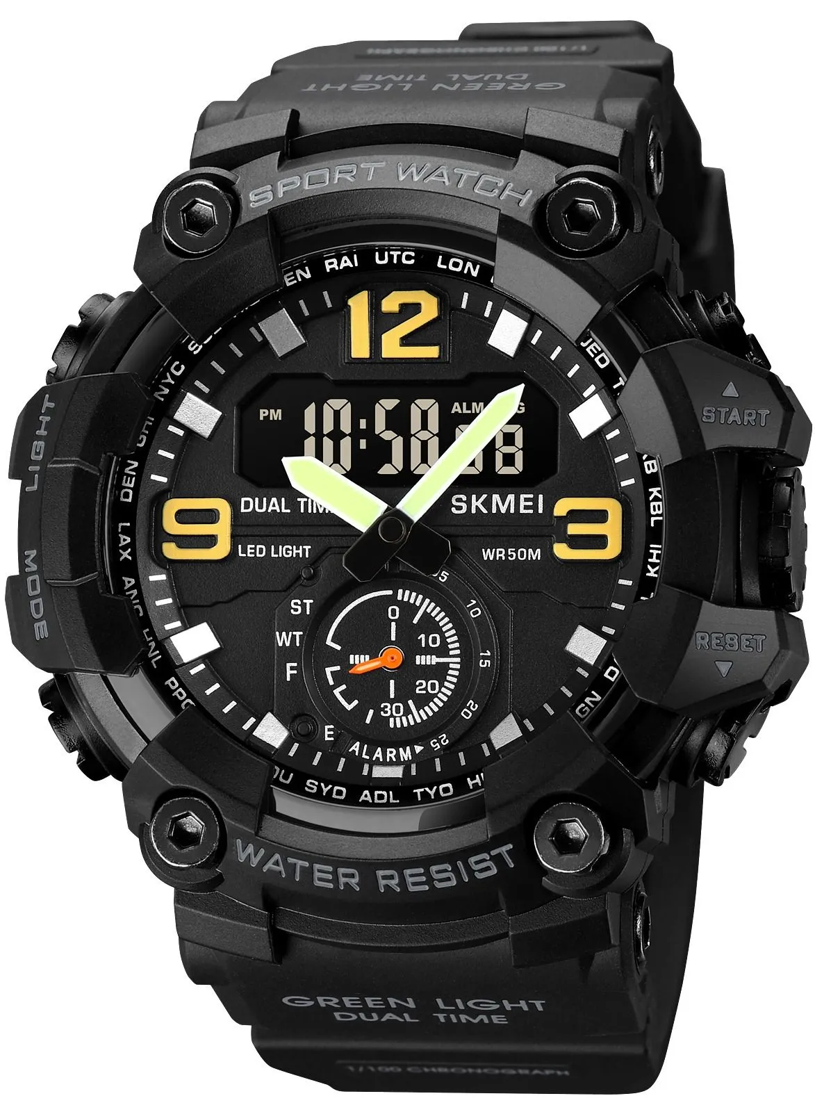 SKMEI Watches For Men Analog Digital Water Resistant And Sport Wrist Watch - 54 mm - Black