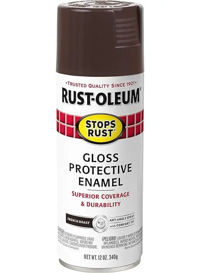 RUST-OLEUM Rust-Oleum 248630 Stops Rust Enamel Spray Paint, 12 oz, Gloss French Roast