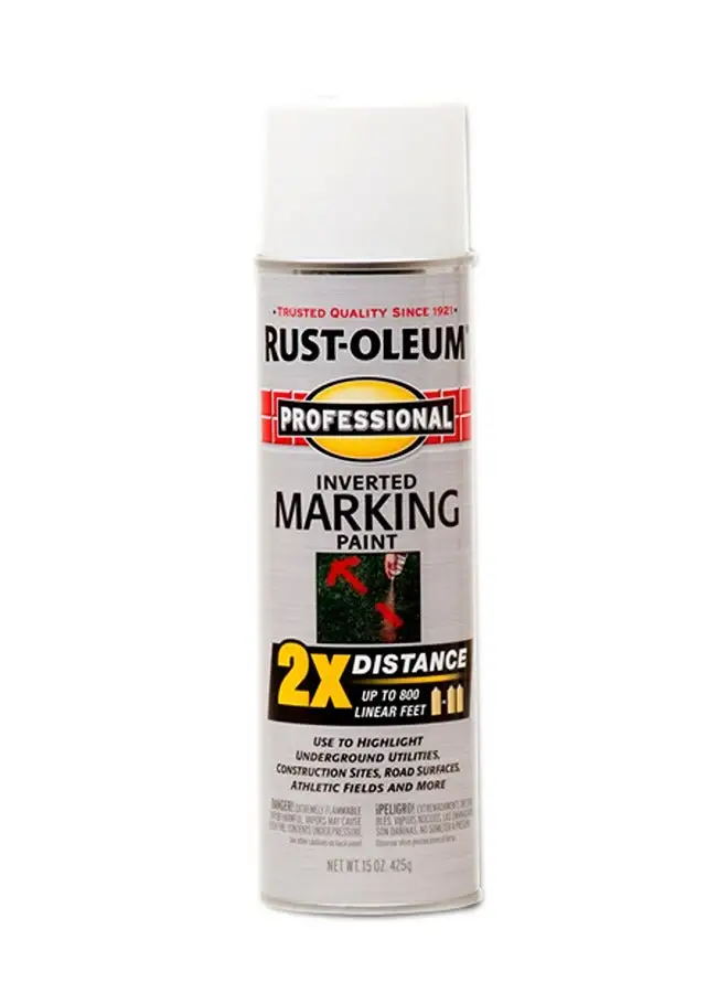 RUST-OLEUM Rust-Oleum 266593 Professional 2X Distance Inverted Marking Spray Paint, 15 oz, White