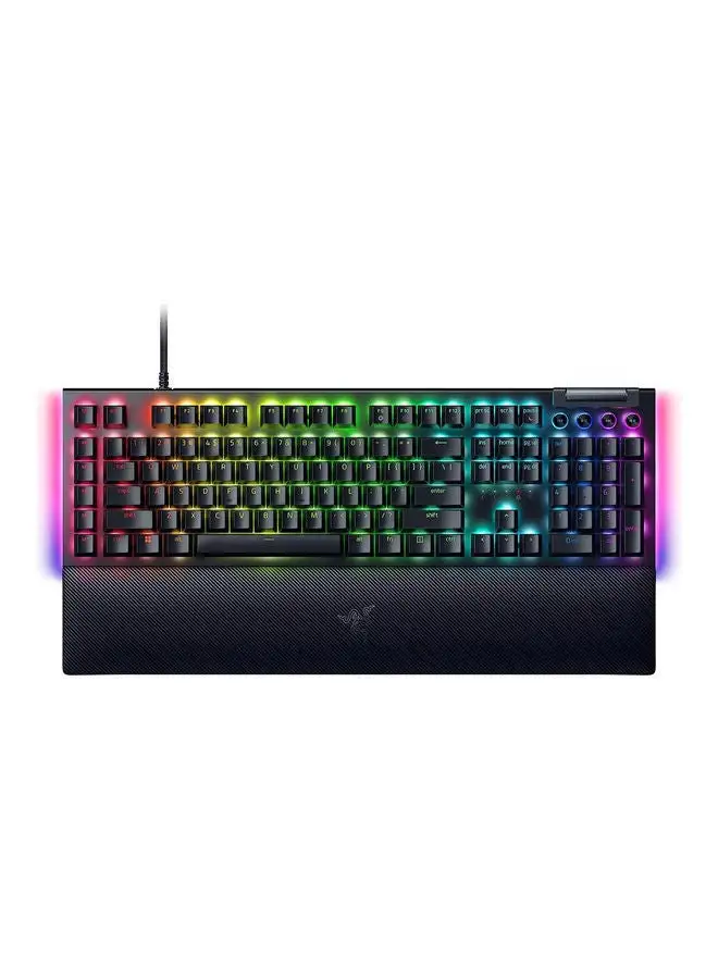 لوحة مفاتيح ميكانيكية للألعاب Razer BlackWidow V4، مفاتيح صفراء خطية وصامتة، Chroma RGB، 6 مفاتيح ماكرو مخصصة، مسند معصم مغناطيسي، أغطية مفاتيح Doubleshot ABS - أسود