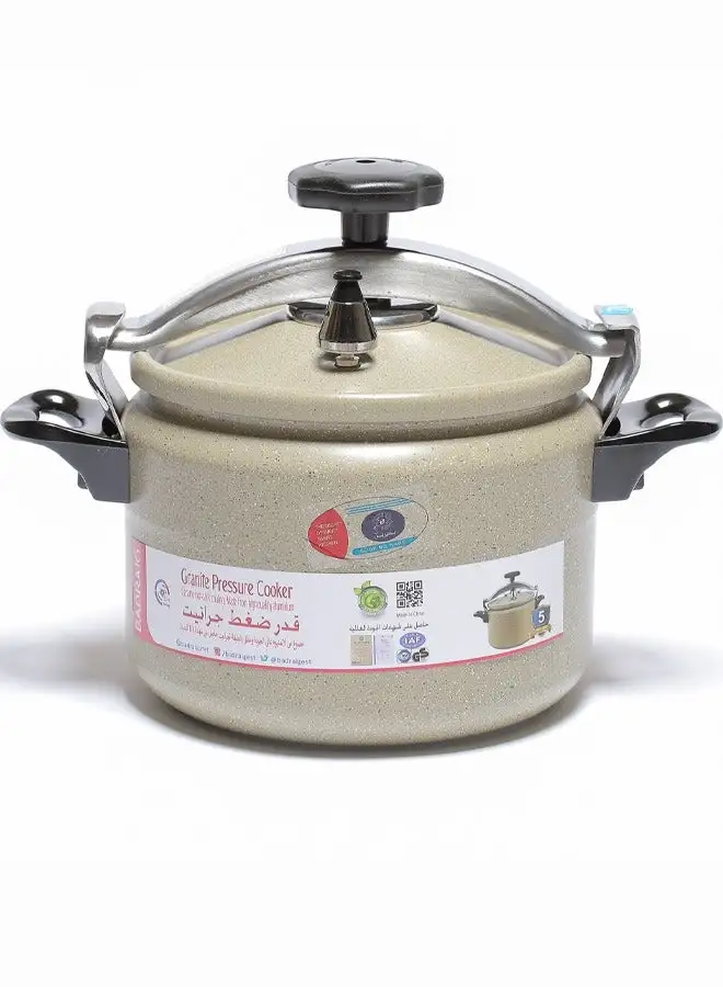 Badraig Aluminum Granite Pressure Cooker | Pressure Pot | Arabic Cooker Beige /Grey 2.0Liters