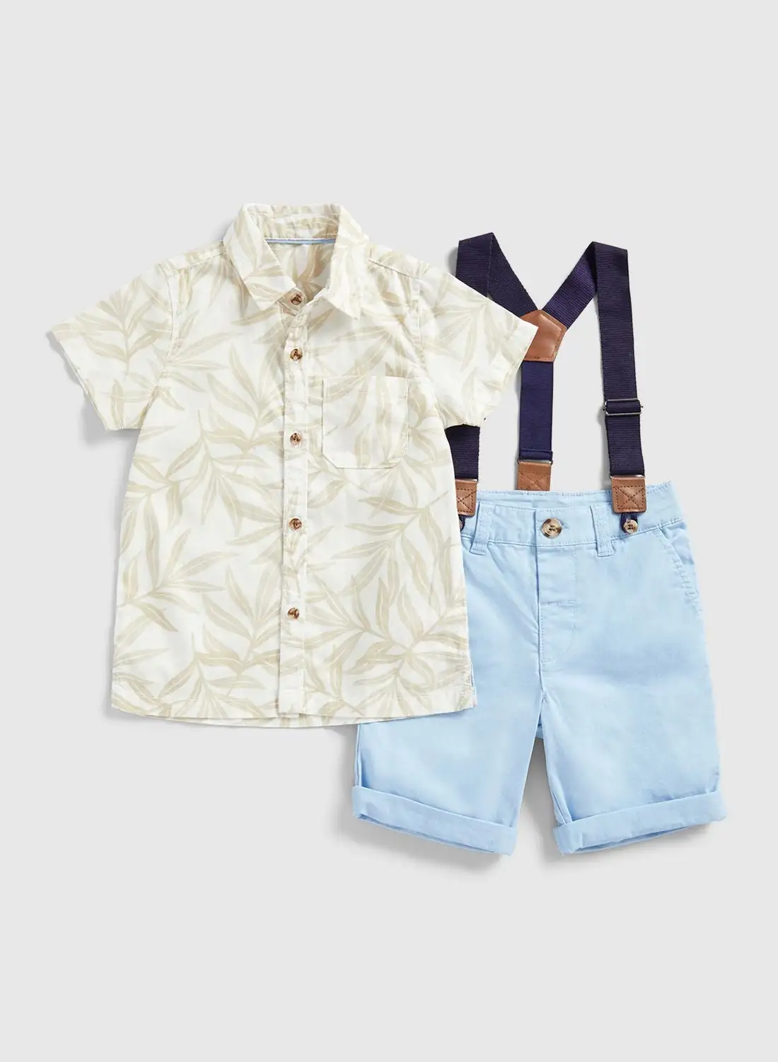 mothercare Infant Essential Shirt & Short with Braces Set