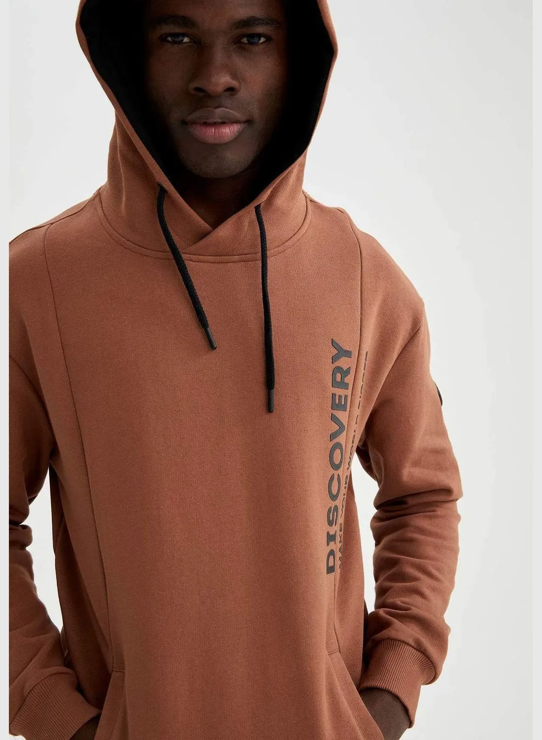 DeFacto Man Knitted Comfort Fit Hooded Sweat Shirt