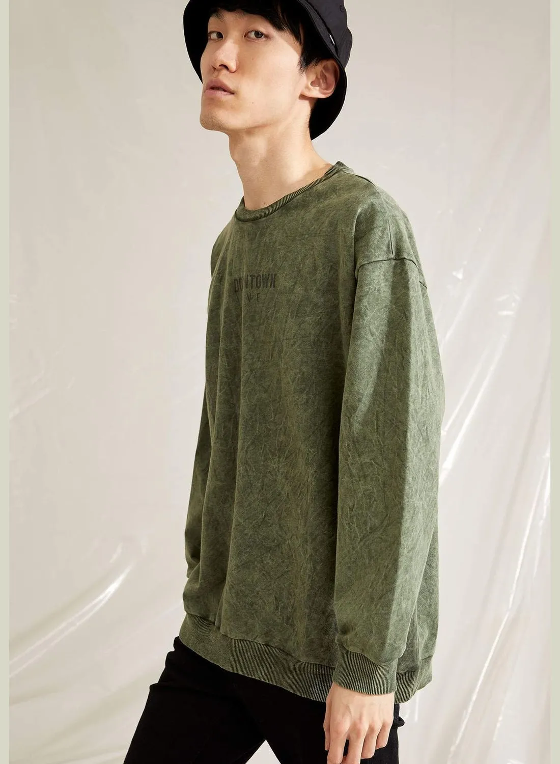 DeFacto Man Knitted Oversize Fit Crew Neck Sweat Shirt