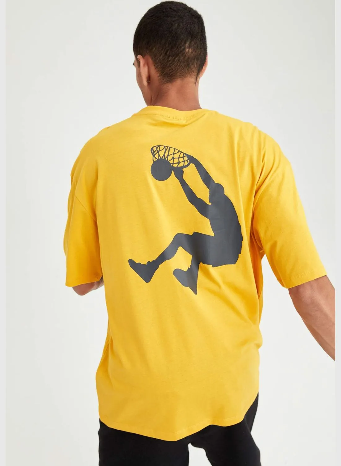 DeFacto Oversize Short Sleeve Basketball Player Print T-Shirt