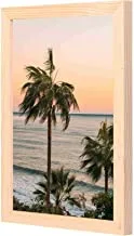 LOWHA Palm Trees Near Body Of Water Wall Art with Pan Wood framed Ready to hang for home, bed room, office living room Home decor hand made wooden color 23 x 33cm By LOWHA