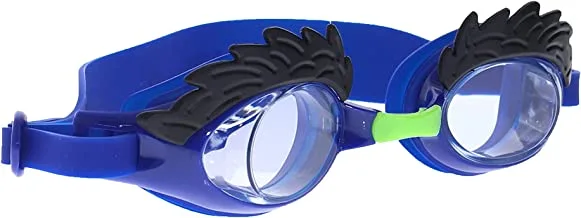 Bling2o Eyebrow Blue Swim Goggles for Kids Anti Fog, No Leak, Non Slip and UV Protection - Fun Water Accessory Includes Hard Case (HAIRY8B)