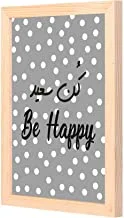LOWHA Be Happy Wall Art with Pan Wood framed Ready to hang for home, bed room, office living room Home decor hand made wooden color 23 x 33cm By LOWHA