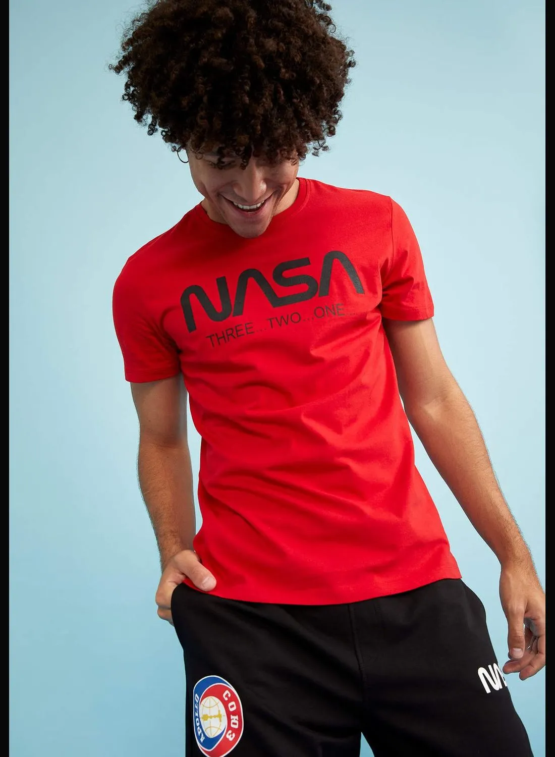 DeFacto Nasa Licenced Man Knitted Slim Fit Crew Neck T-Shirt