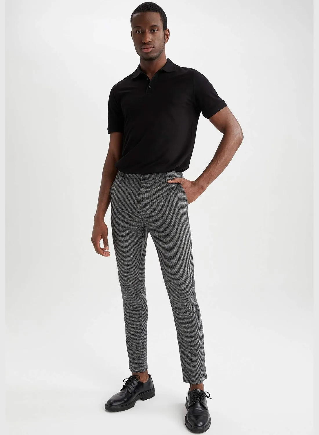 DeFacto Slim Fit Check Print Ankle Chinos